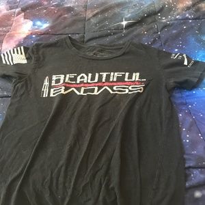 Grunt style black, white, and red top